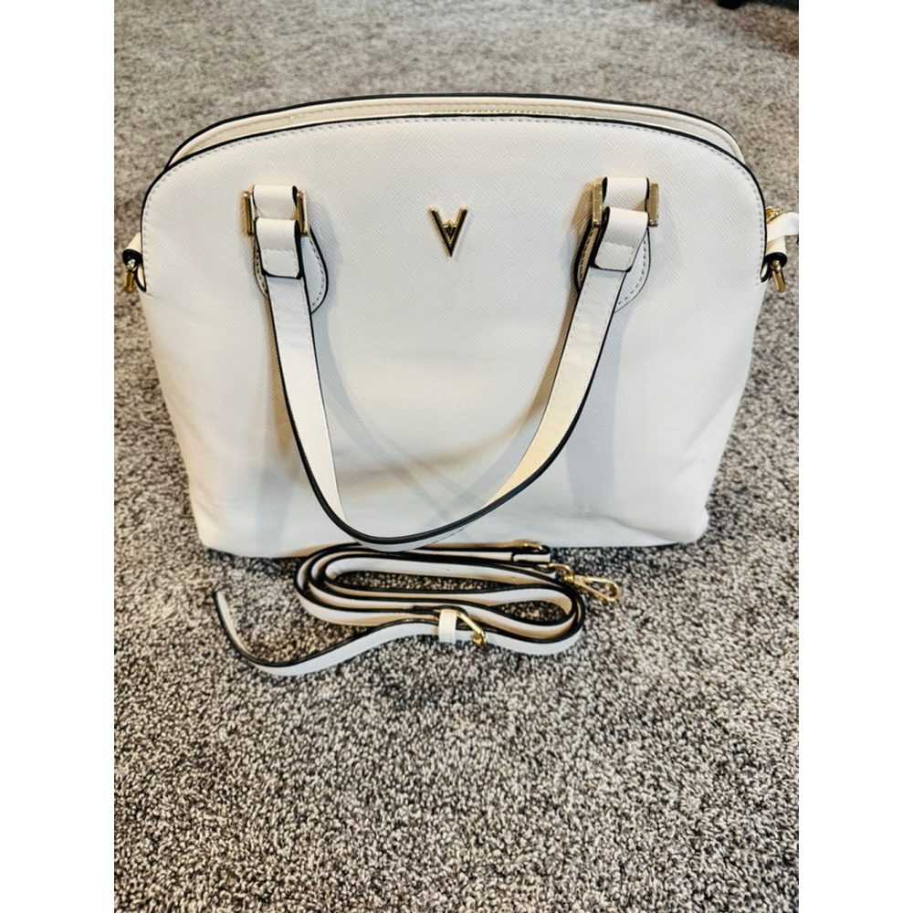 Vanessa Williams Lush Collection Off-White Round Satchel Handbag w/ Strap